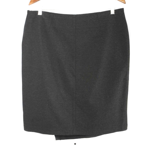 CABI #998 Dark Gray Asymmetrical Faux Wrap Ponte Knit Pencil Skirt Size 10 - Picture 3 of 5